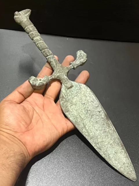 Beautiful Old Byzantine Roman Bronze Digger Sword With Will Animals On Sides