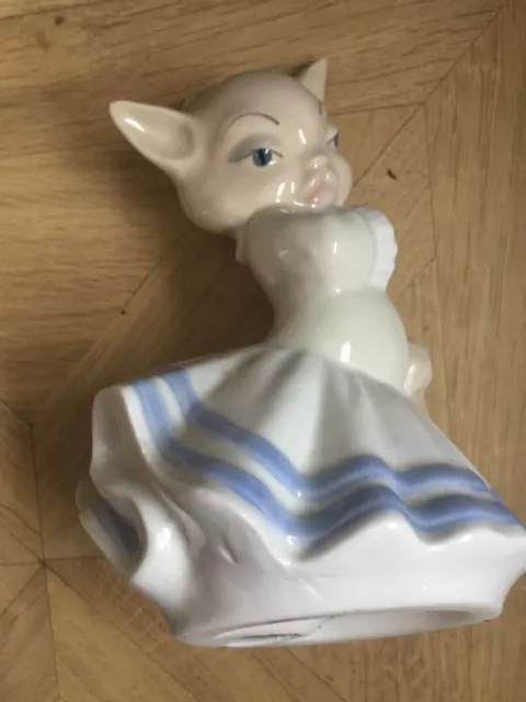 Lladro type figurine DART.SA .signed Aileen 1060s lady cat in dress 17cm tall