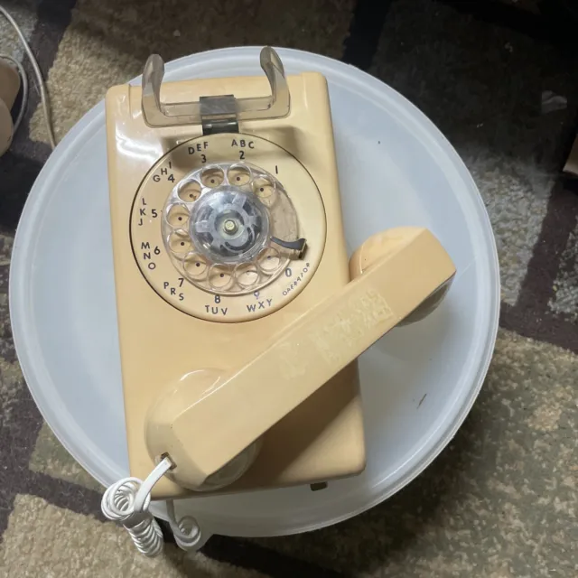 Vintage ITT Hanging Rotary Dial  Wall Mount Phone Tan Prop Retro UNTested