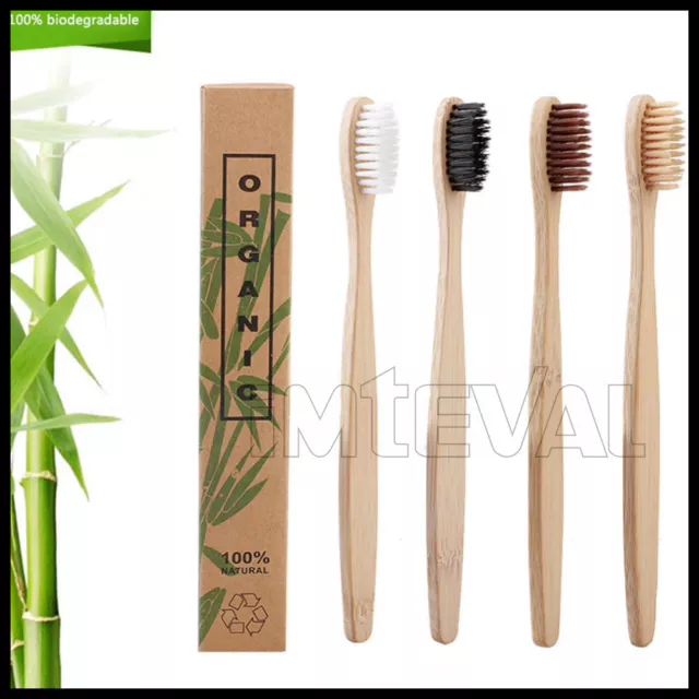 Cepillo de Dientes Bambu - Pack 3 Cepillos de Dientes Ecologicos, Bio, sin BPA