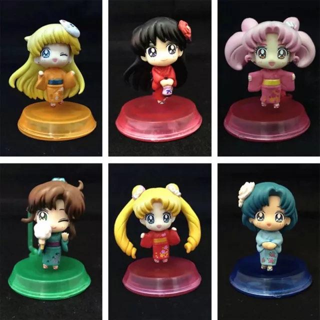 6pcs Petit Chara! Sailor Moon Let's Go a Festival Yukata Version Figur Figuren