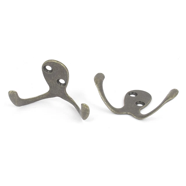 Bathroom Bedroom Robe Clothes Hat Door Wall Double Prong Hanger Hooks 2pcs