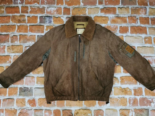 Veste En Cuir DAKOTA USA Vintage – Style Bomber Indien, Taille XL, Beige Et Bleu