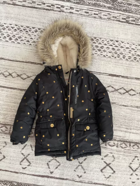 Cat & Jack Winter Coat Jacket Faux Fur Lined And Hood Girls 5T Toddler Girl