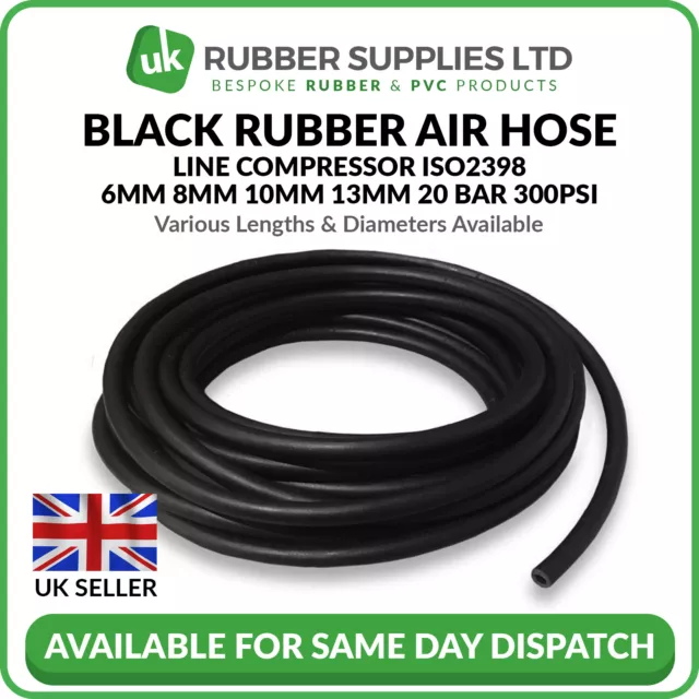 AIR LINE RUBBER HOSE HIGH QUALITY REINFORCED 6mm 8mm 10mm 13mm 20 BAR (300PSI)