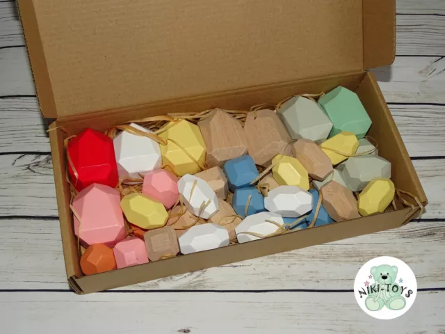 Montessori Spielzeug - 16 stk. Bunte Holzbausteine, Balancier Bauklötze