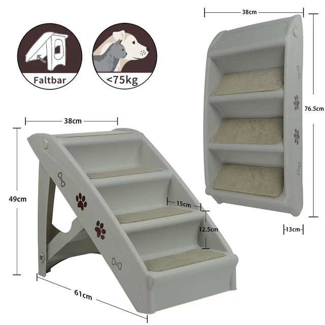 Hundetreppe, 4 Stufen Haustiertreppe, klappbar, Steighilfe für Auto Katzentreppe 2