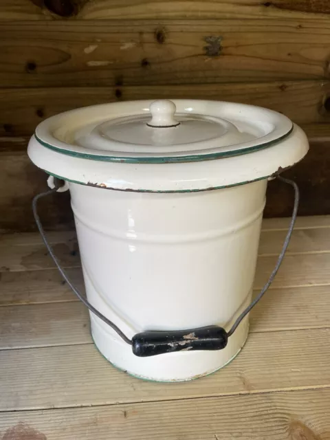 Vintage French Enamel Bucket/bin1940s/50s