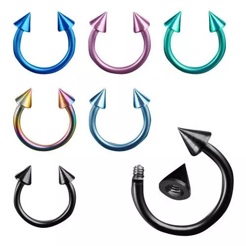 Lèvres Sourcils Septum Oreille Universel Nez Piercing Fer à Cheval Spike 6er Set