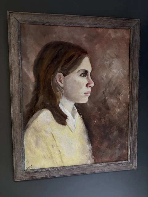VINTAGE OIL PORTRAIT Painting Of A Young Girl / Lady. Antique Style ...