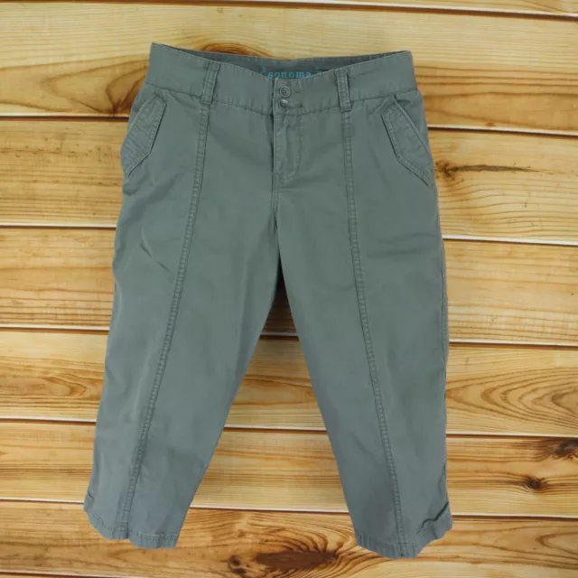 Sonoma Life + Style Capri Pants Womens Size 8 Green Modern Fit Pockets Mid Rise