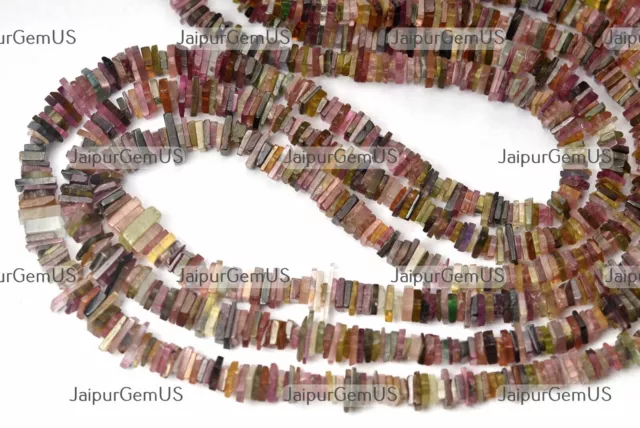 9 Inch Strand, 100% Natural Multi Tourmaline Gems Heishi Cut Beads Size-3.5-5mm