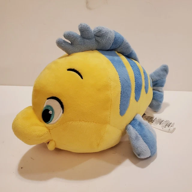 DISNEY STORE FLOUNDER Soft Toy Little Mermaid Fish Excellent Condition