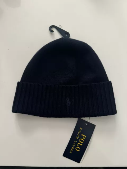 BNWT MENS POLO Ralph Lauren Luxury Fold Over Merino Wool Beanie