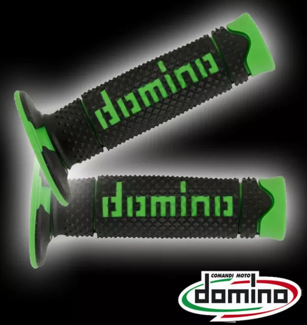 coppia manopole moto off road cross Domino bicolore nero verde