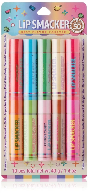 Lip Smacker Original & Best 10 Piece Lip Balm Party Pack Oatmeal Cookie, Vanilla