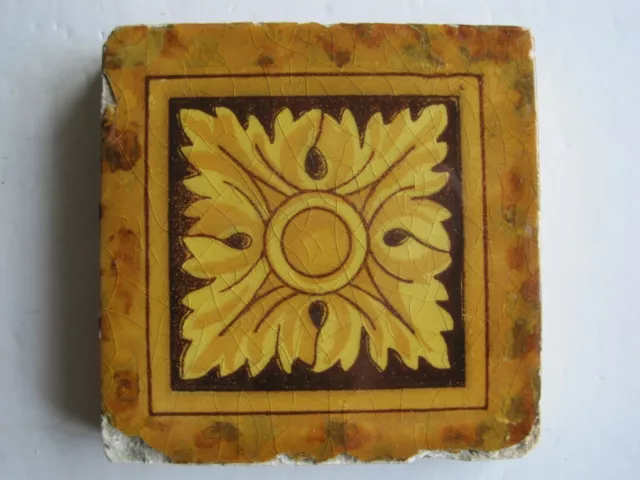 Antique Victorian Mintons 3" Sq. Glazed Aesthetic Transfer Print Tile