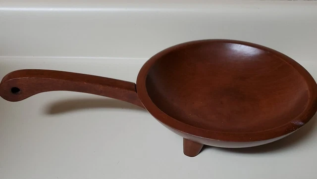 MUNISING 3 Footed Vintage Wood Serving dish Bowl with Wooden Handle