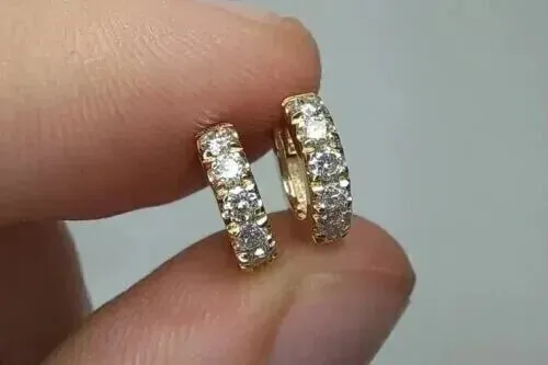 2Ct Round Cut Lab Created Diamond Huggie Hoop Earrings 14K Yellow Gold Plated