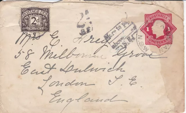 APH577) Australia 1917 KGV 1d Red Embossed Octagonal Stationery Envelope Die 5