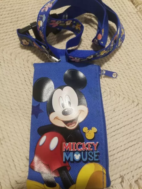 Disney Mickey Mouse ID Holder Lanyard with Detachable Coin Purse Fastpass Ticket