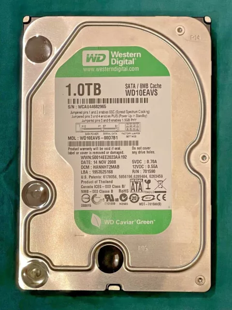 Hard Disk Western Digital - Caviar Green -  1Tb - Perfettamente Funzionante