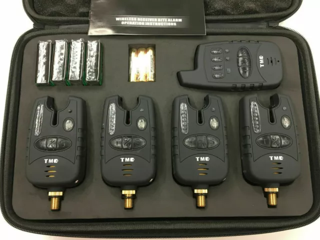 TMC Wireless Carp Fishing bite alarms & Receiver. Running LED's, Jacks, features