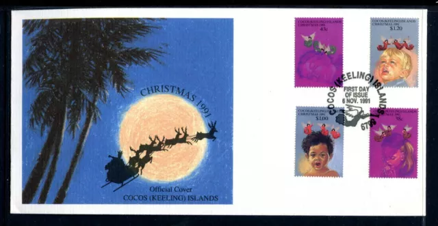 1991 Cocos Island Christmas (Gummed Stamps) FDC