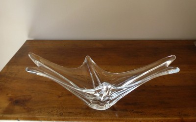 Coupe cristal Daum France forme libre design 1950 centre de table cristal 