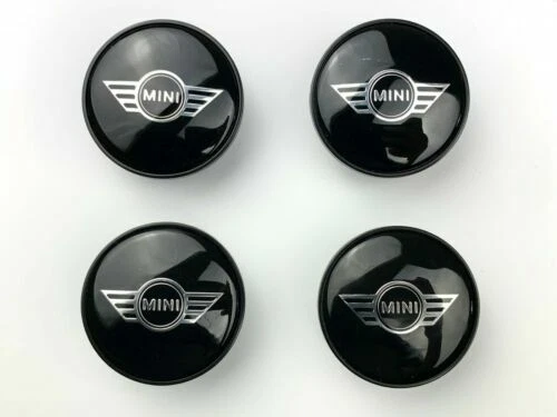 4x Mini Cooper Black Silver Wheel Centre Caps Hub Caps OEM 3131171069 54mm