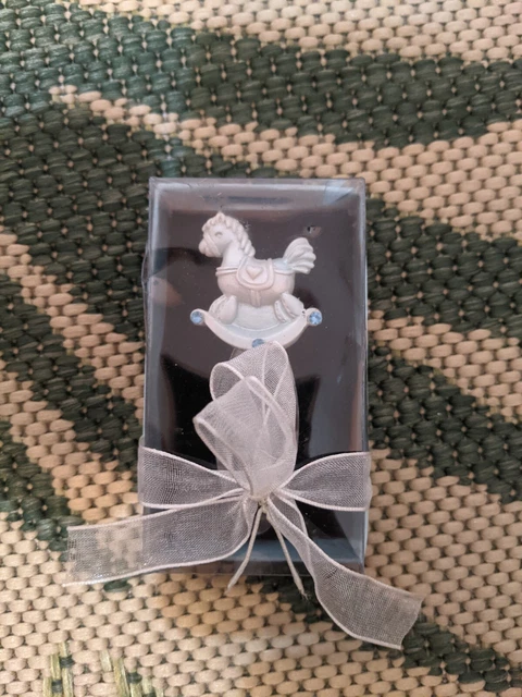Baby Shower Blue Rocking Horse Metal Bookmark Party Favor Clips