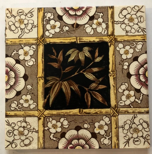 Original Victorian Aesthetic Movement Transfer Printed Tile 1870/80s