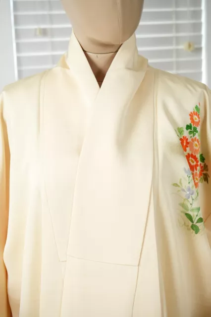 Dear Vanilla Japanese Silk Kimono Women's Robe Gown Authentic Japan Vintage Mint 3