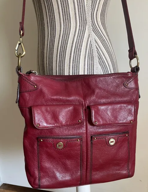 Stone Mountain Maroon/Deep Red Leather Crossbody Shoulder Bag