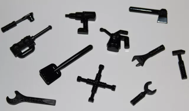 LEGO 7 Tools Accessory Minifig Broom Wrench Shovel Hammer E3