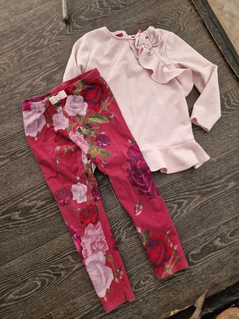 Ted Baker Girls Outfit Set Top & Leggings Age  5-6 PINK/FLORAL
