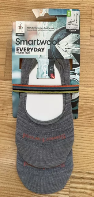 2 PAIRS SmartWool Everyday Sleuth Zero Cushion No Show Socks-Medium-Lt Gray- NWT