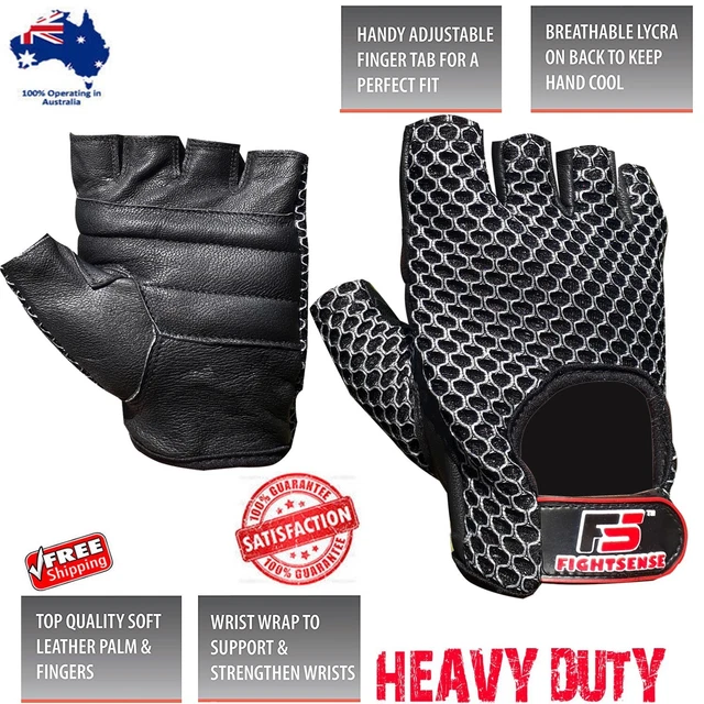 WEIGHT LIFTING WORKOUT Training Motorcycle LEATHER Gym FINGERLESS Gloves MEN WOM