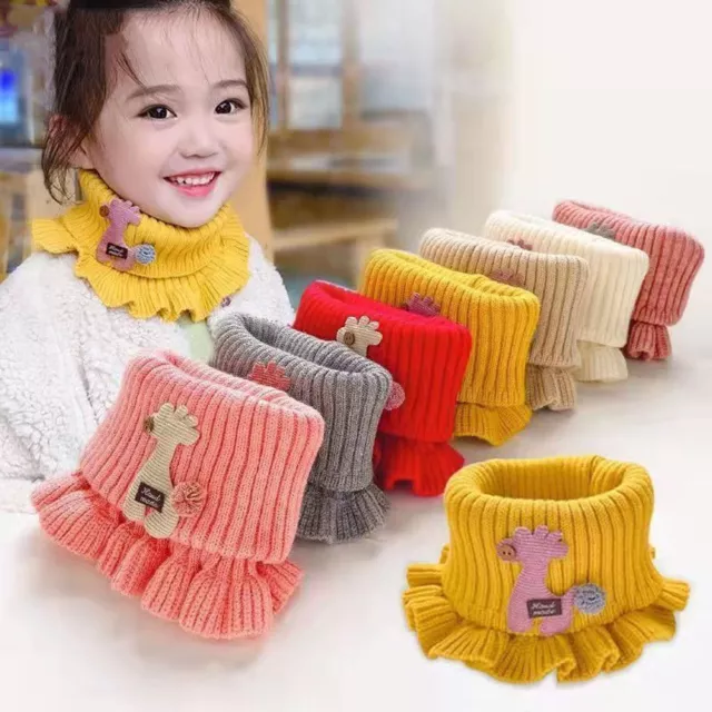 Knitted Winter Warmer Collar Circle Ruffle Neck Outdoor Scarves  0-7 Years Kids