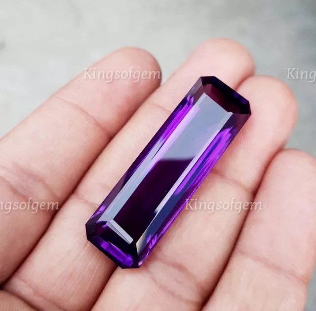 Loose Gemstone Certified 44 Ct Natural Purple Amethyst Baguette Pendent Size