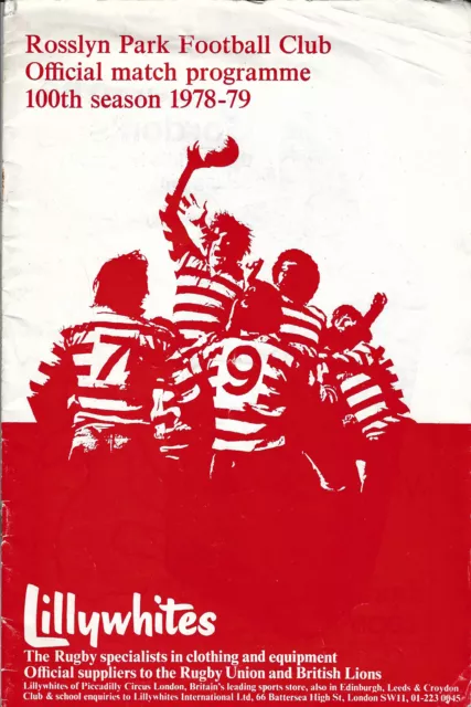 Rosslyn Park v Bristol 24 Mar 1979 Roehampton RUGBY PROGRAMME