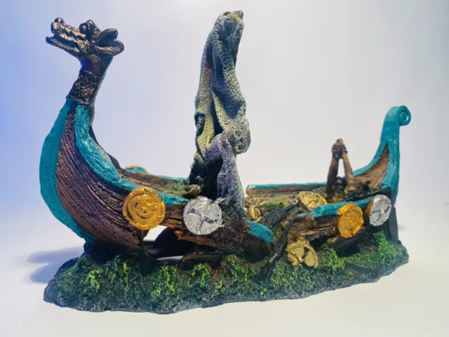 Ancient Dragon Viking Shipwreck Decoration Aquarium Fish Tank Ship Ornament