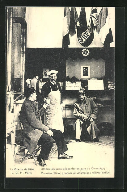 CPA Champigny-sur-Marne, Officier prussien prisonnier en gare de Champigny, Kri