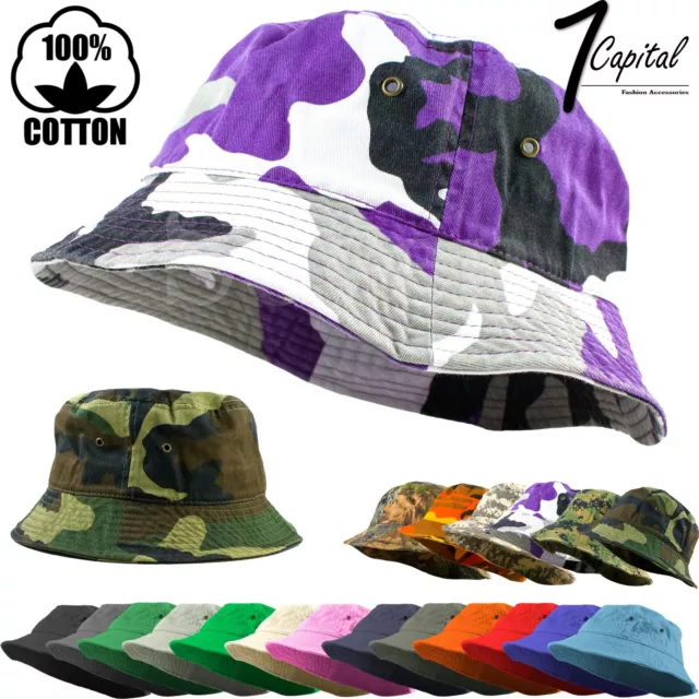 Bucket Hat Cap Cotton Fishing Boonie Brim visor Sun Safari Summer Men Camping