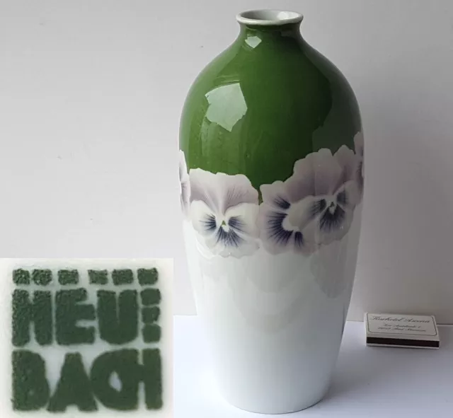Art Deco Porzellan Vase, Blumen, HEUBACH, handbemalt, um 1920 N539