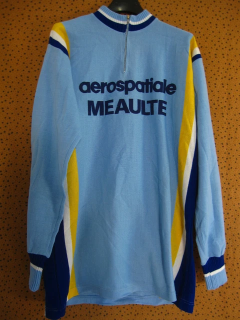 Maillot Cycliste Vintage Bleu Conserves Chaville – Années 70 – Acrylique – Taille M