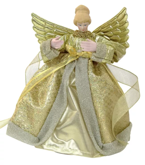 Noël Arbre Dessus Fairy Ange Décoration Haut de Sapin Ornements Doré Robe