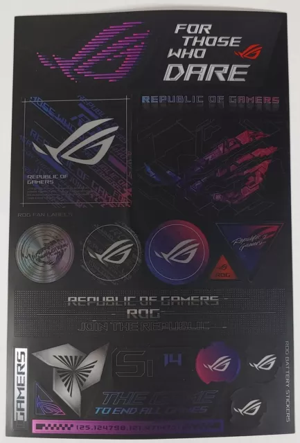 ASUS ROG Republic Of Gamers Decal Sticker Sheet Strix ASUS ROG Republic Of Gamers Decal Sticker Sheet Strix