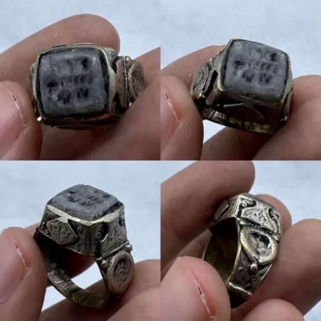 Very old ancient Roman intaglio bronze unique ring