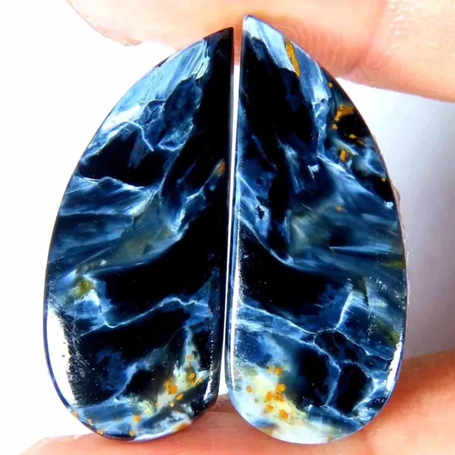 20.50Cts.100%Natural Blue Pietersite Matched Pair Fancy Cab 11x26x4mm Gemstone
